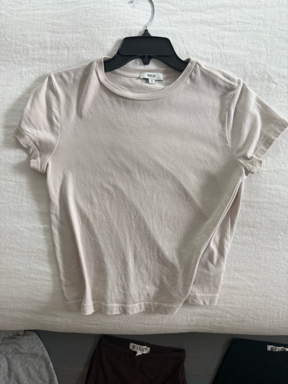 Agolde Short Sleeve Crewneck Tee in Light Taupe